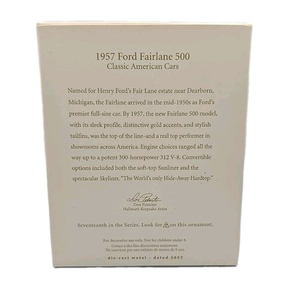 2005 Hallmark Ornament 1957 Ford Fairlane 500 Classic American Car New U12 - Picture 11 of 11